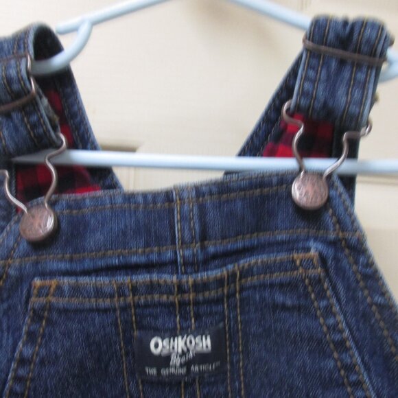 OshKosh B'gosh Denim Overalls size 18M  Red plaid inside trim - Picture 4 of 7